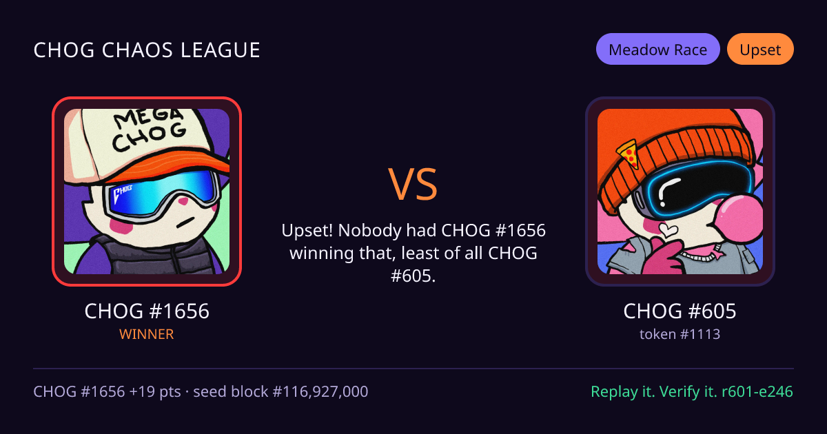 Highlight card: CHOG #1656 versus CHOG #605