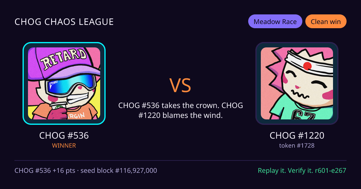 Highlight card: CHOG #536 versus CHOG #1220