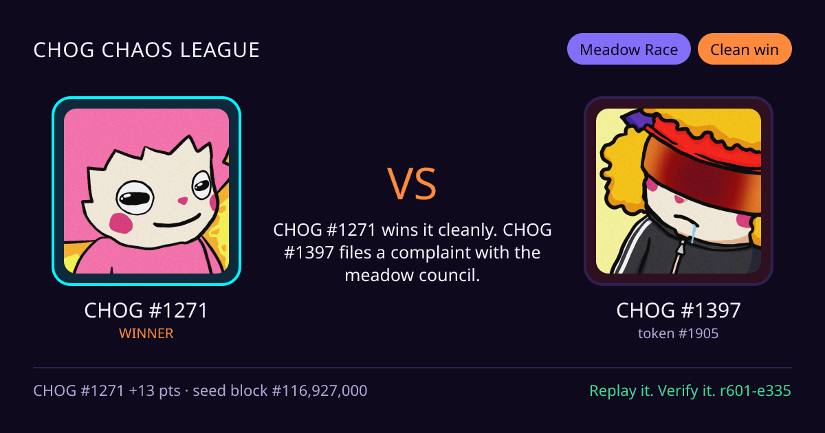 Highlight card: CHOG #1271 versus CHOG #1397