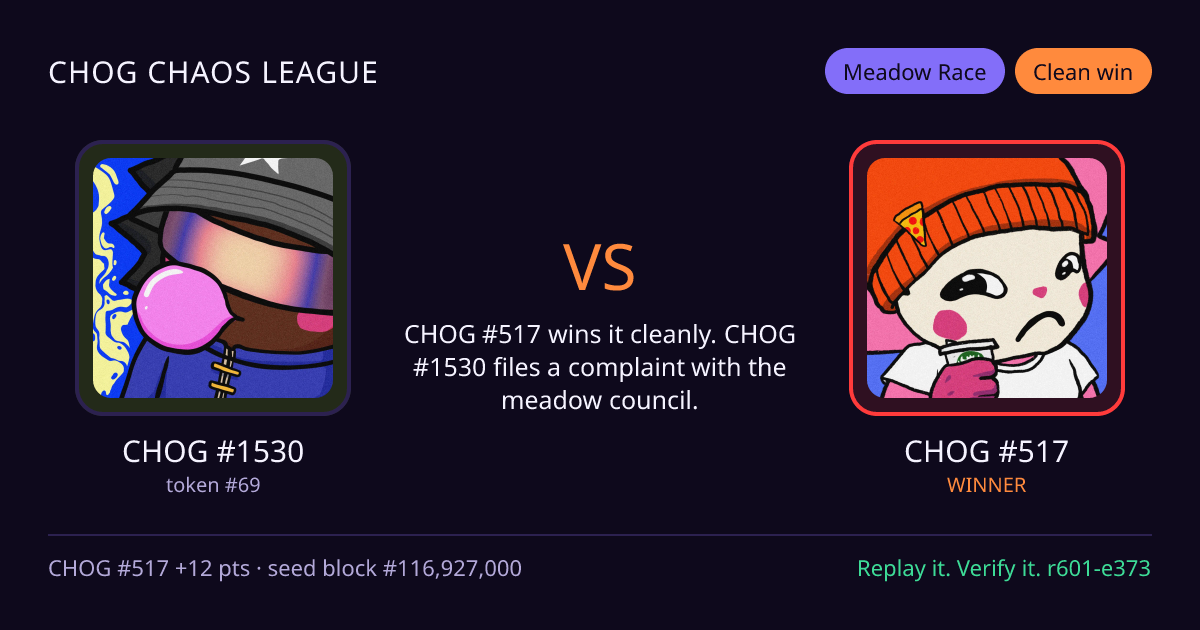 Highlight card: CHOG #1530 versus CHOG #517