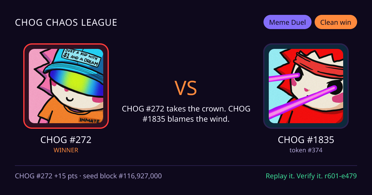 Highlight card: CHOG #272 versus CHOG #1835
