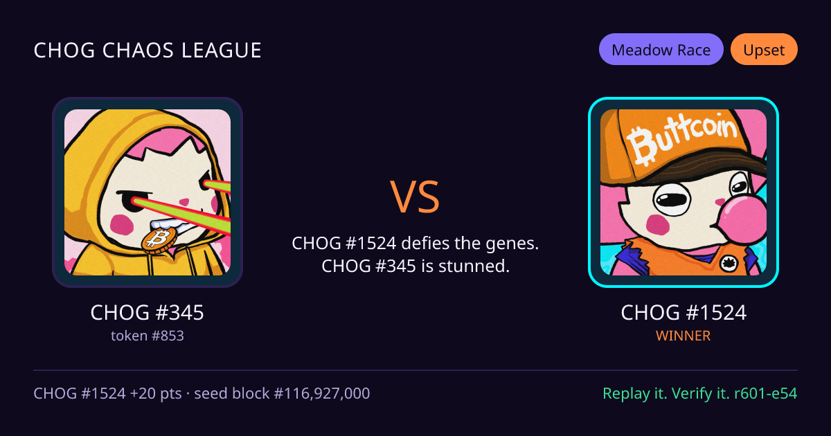 Highlight card: CHOG #345 versus CHOG #1524