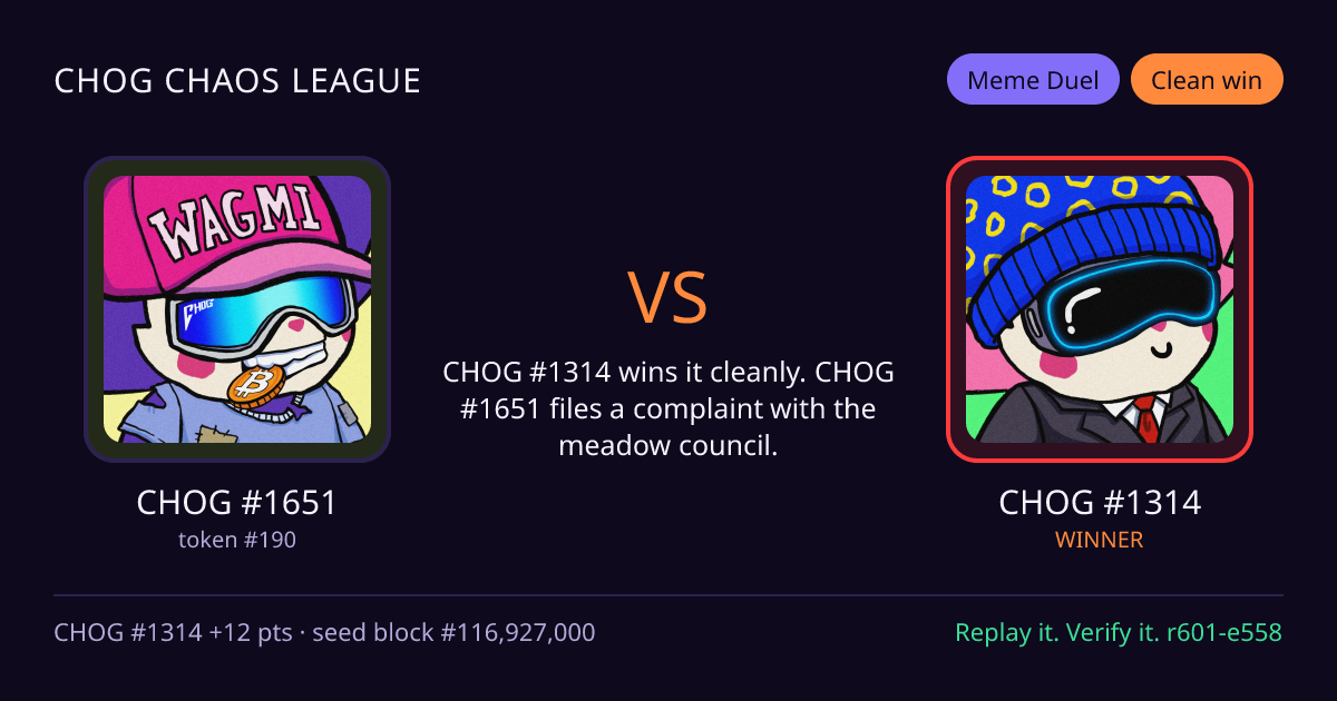 Highlight card: CHOG #1651 versus CHOG #1314