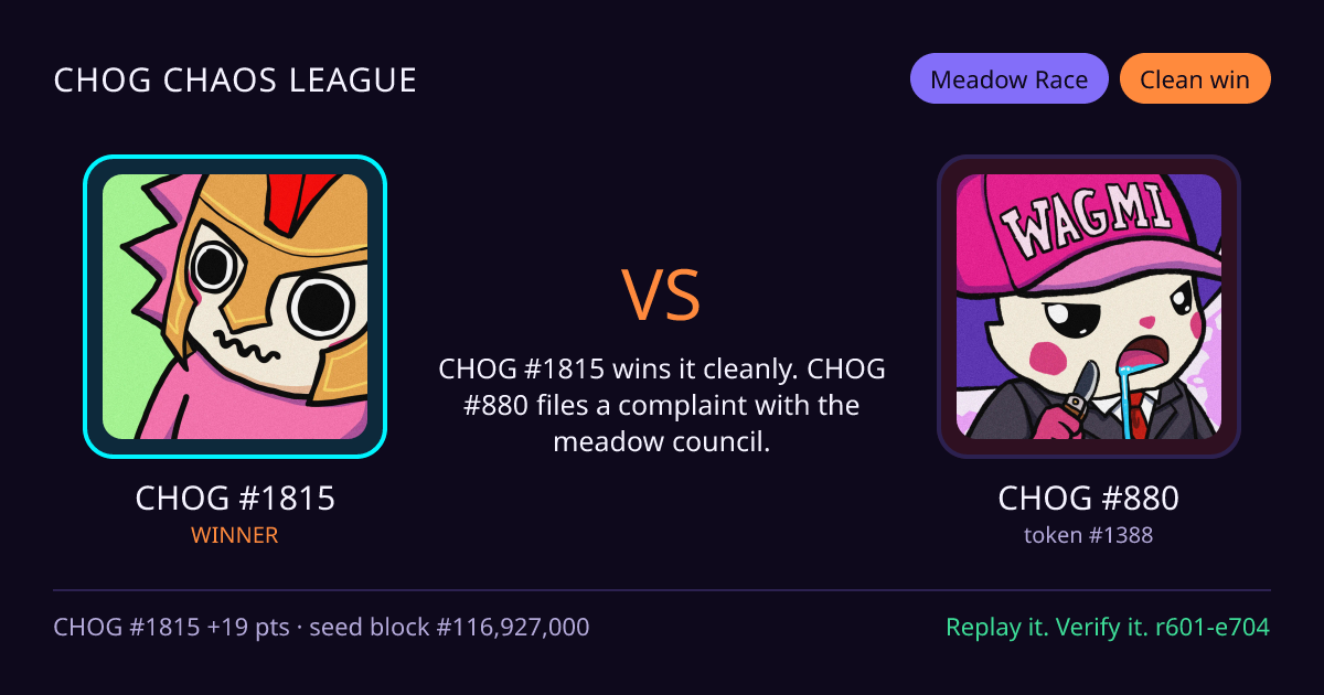 Highlight card: CHOG #1815 versus CHOG #880