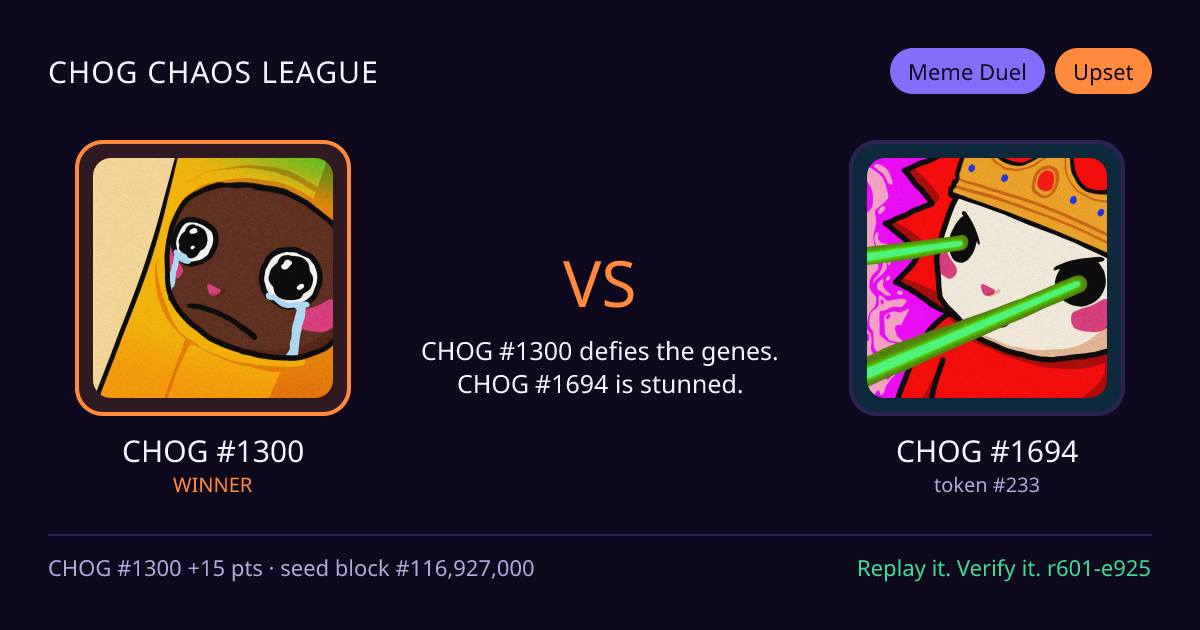 Highlight card: CHOG #1300 versus CHOG #1694