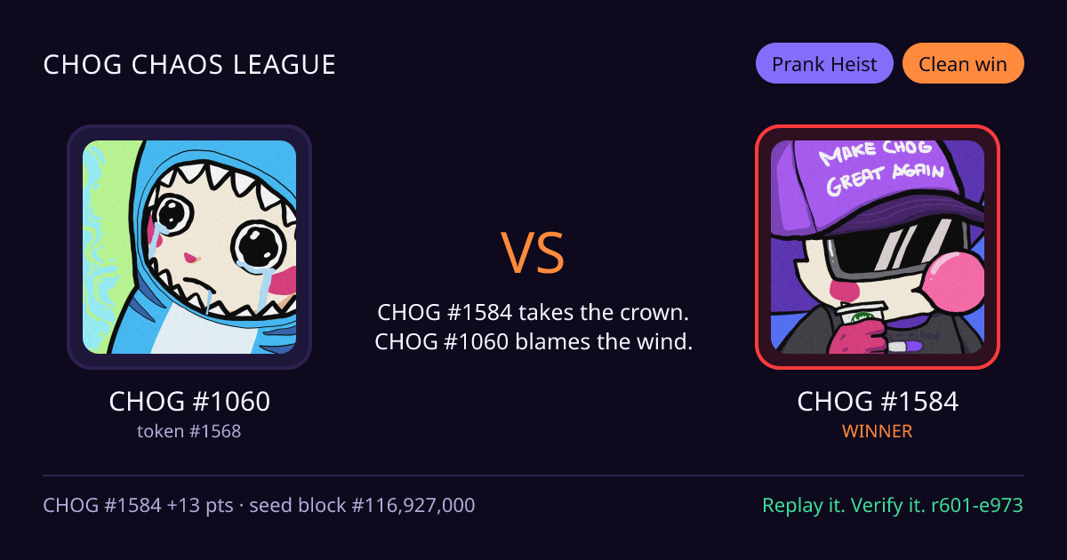 Highlight card: CHOG #1060 versus CHOG #1584