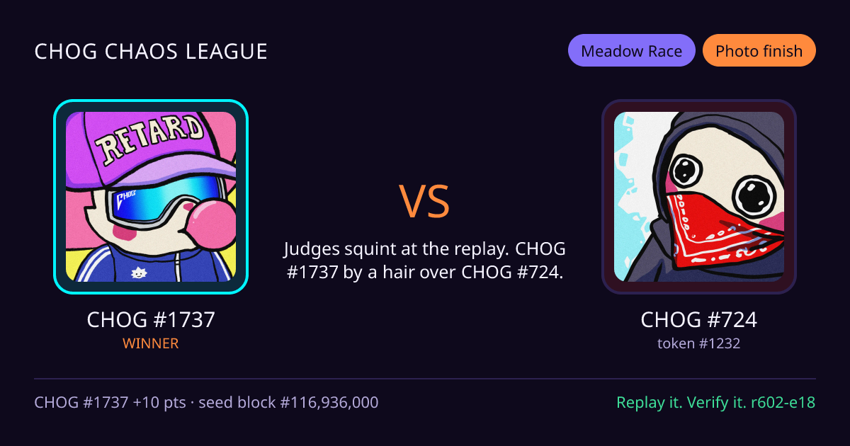 Highlight card: CHOG #1737 versus CHOG #724