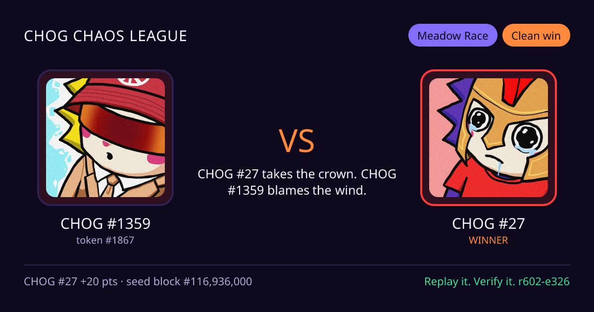 Highlight card: CHOG #1359 versus CHOG #27
