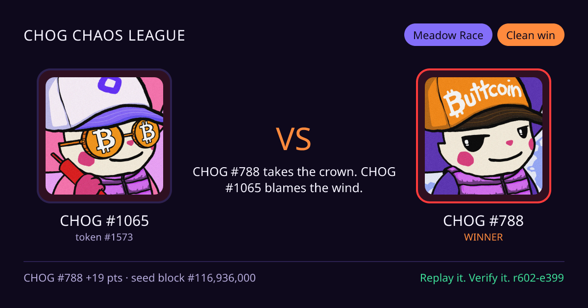Highlight card: CHOG #1065 versus CHOG #788