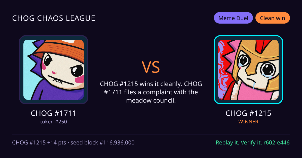 Highlight card: CHOG #1711 versus CHOG #1215