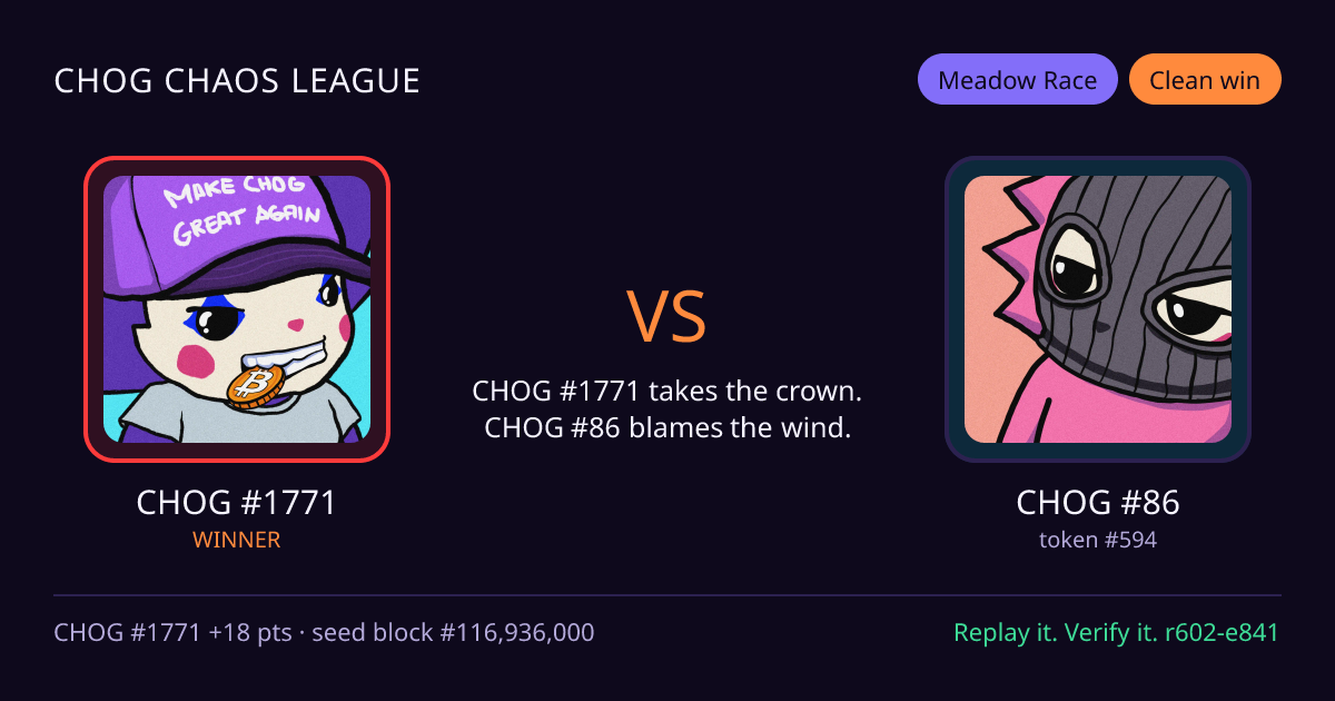 Highlight card: CHOG #1771 versus CHOG #86