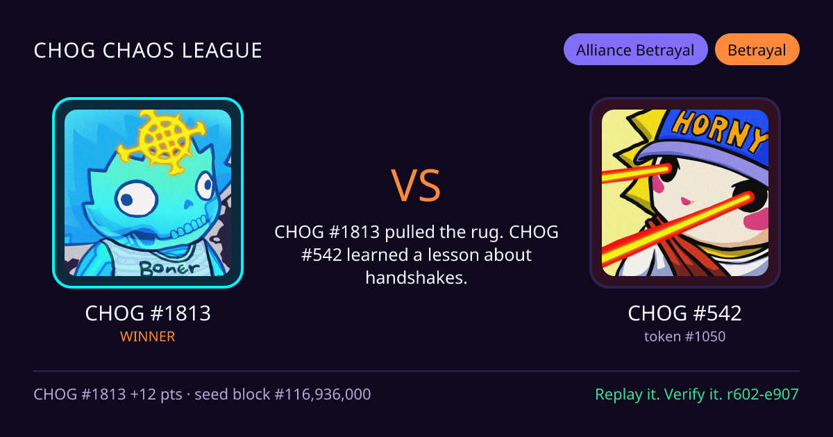 Highlight card: CHOG #1813 versus CHOG #542