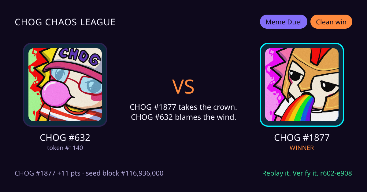 Highlight card: CHOG #632 versus CHOG #1877