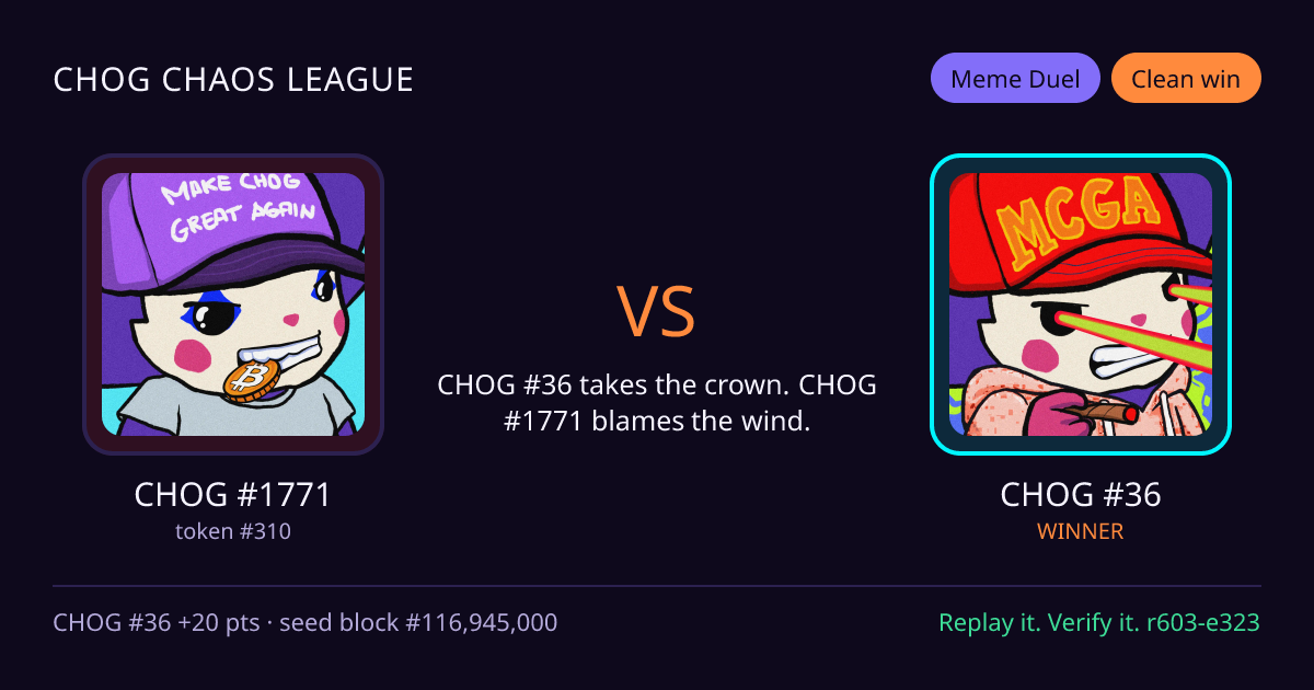 Highlight card: CHOG #1771 versus CHOG #36