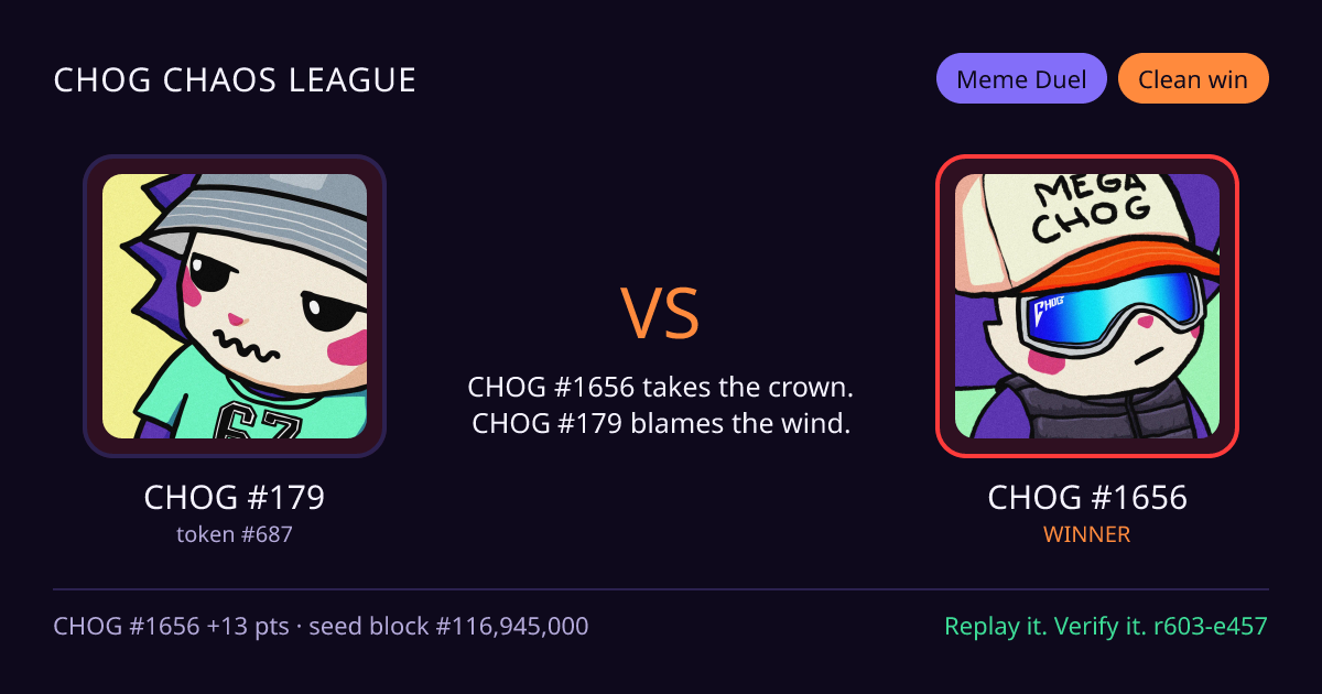 Highlight card: CHOG #179 versus CHOG #1656