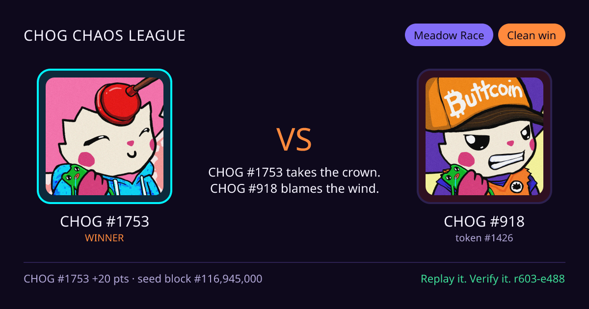 Highlight card: CHOG #1753 versus CHOG #918