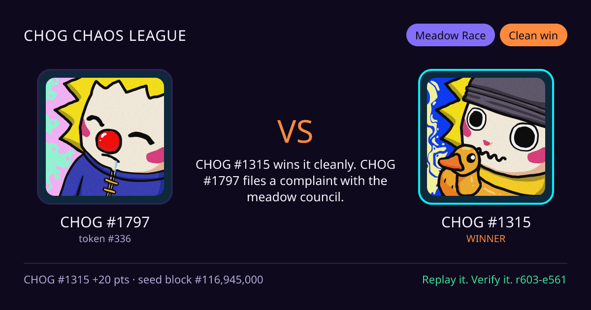 Highlight card: CHOG #1797 versus CHOG #1315