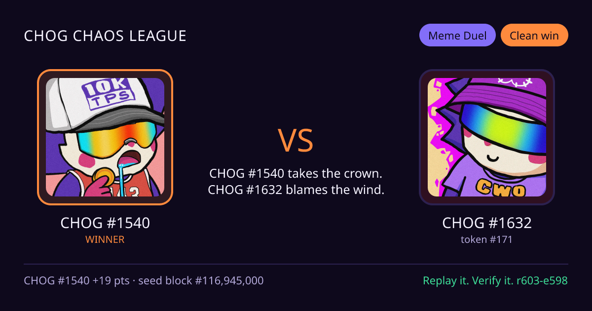 Highlight card: CHOG #1540 versus CHOG #1632
