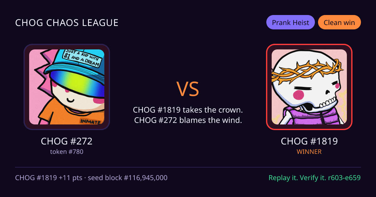 Highlight card: CHOG #272 versus CHOG #1819