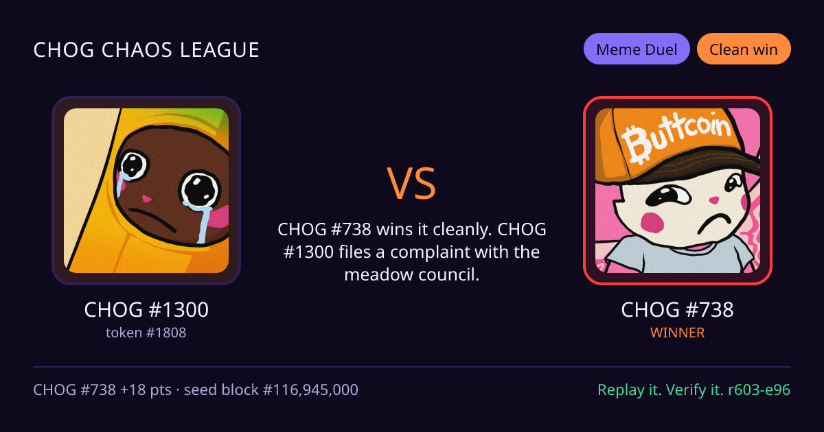 Highlight card: CHOG #1300 versus CHOG #738