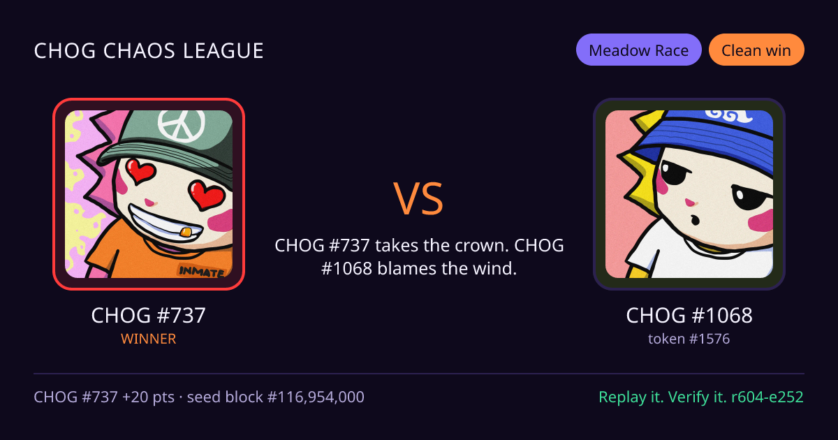 Highlight card: CHOG #737 versus CHOG #1068