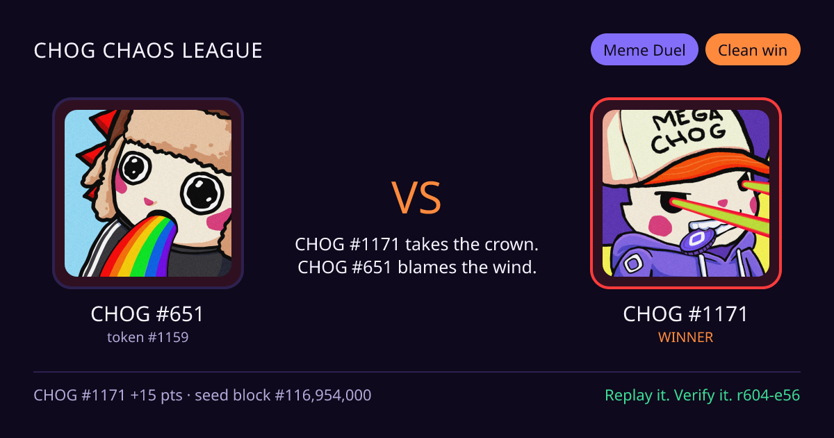 Highlight card: CHOG #651 versus CHOG #1171