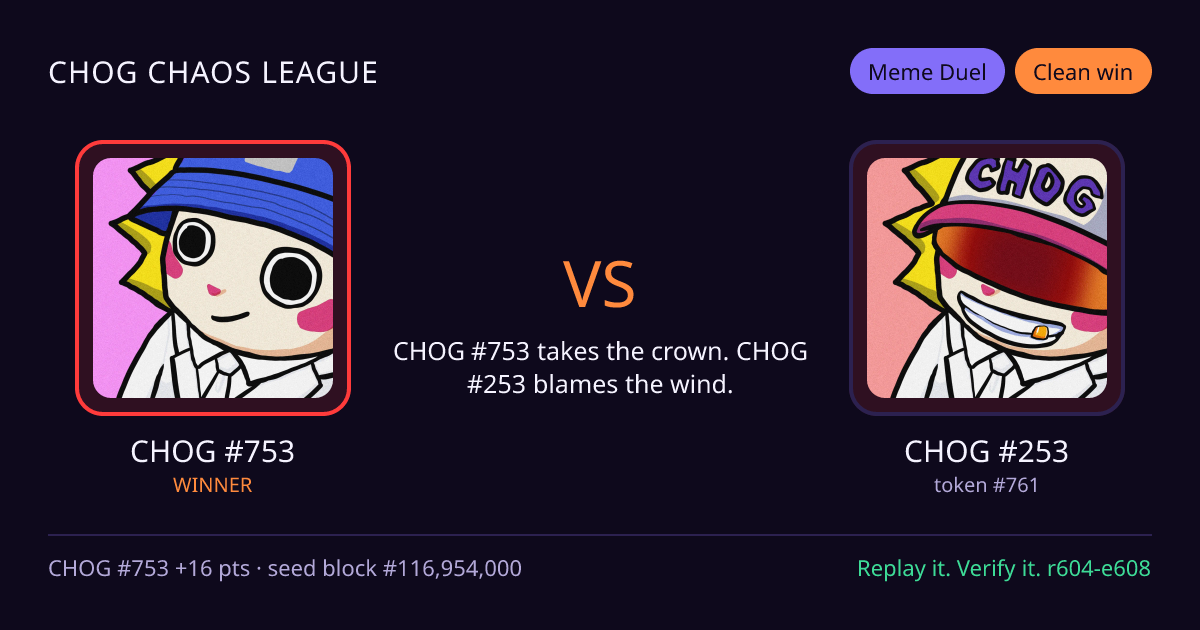 Highlight card: CHOG #753 versus CHOG #253