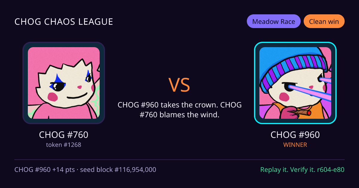 Highlight card: CHOG #760 versus CHOG #960