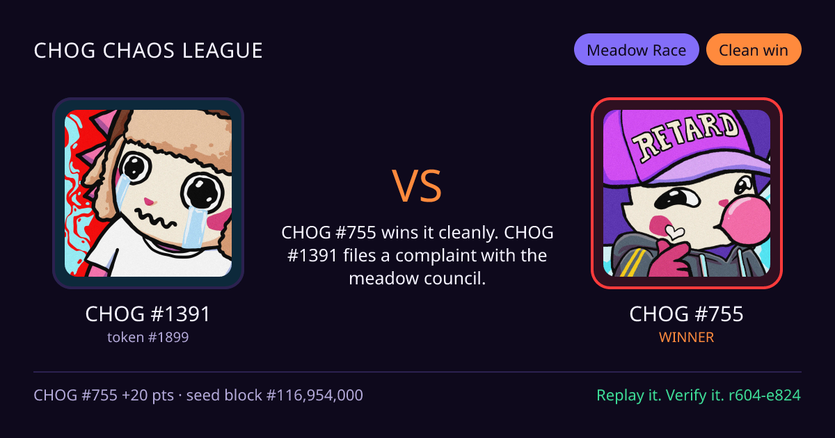 Highlight card: CHOG #1391 versus CHOG #755