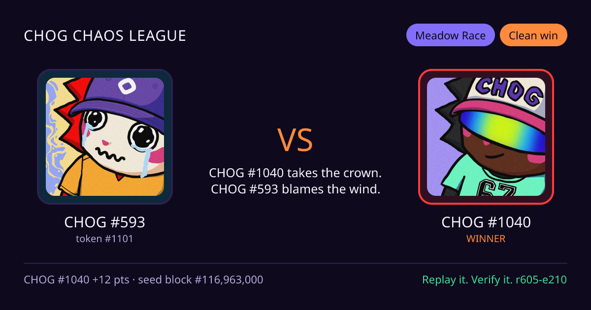 Highlight card: CHOG #593 versus CHOG #1040