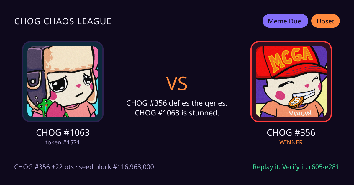 Highlight card: CHOG #1063 versus CHOG #356