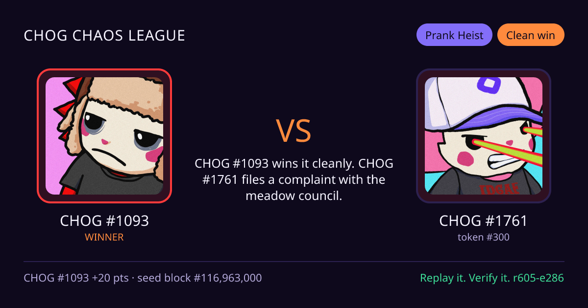 Highlight card: CHOG #1093 versus CHOG #1761