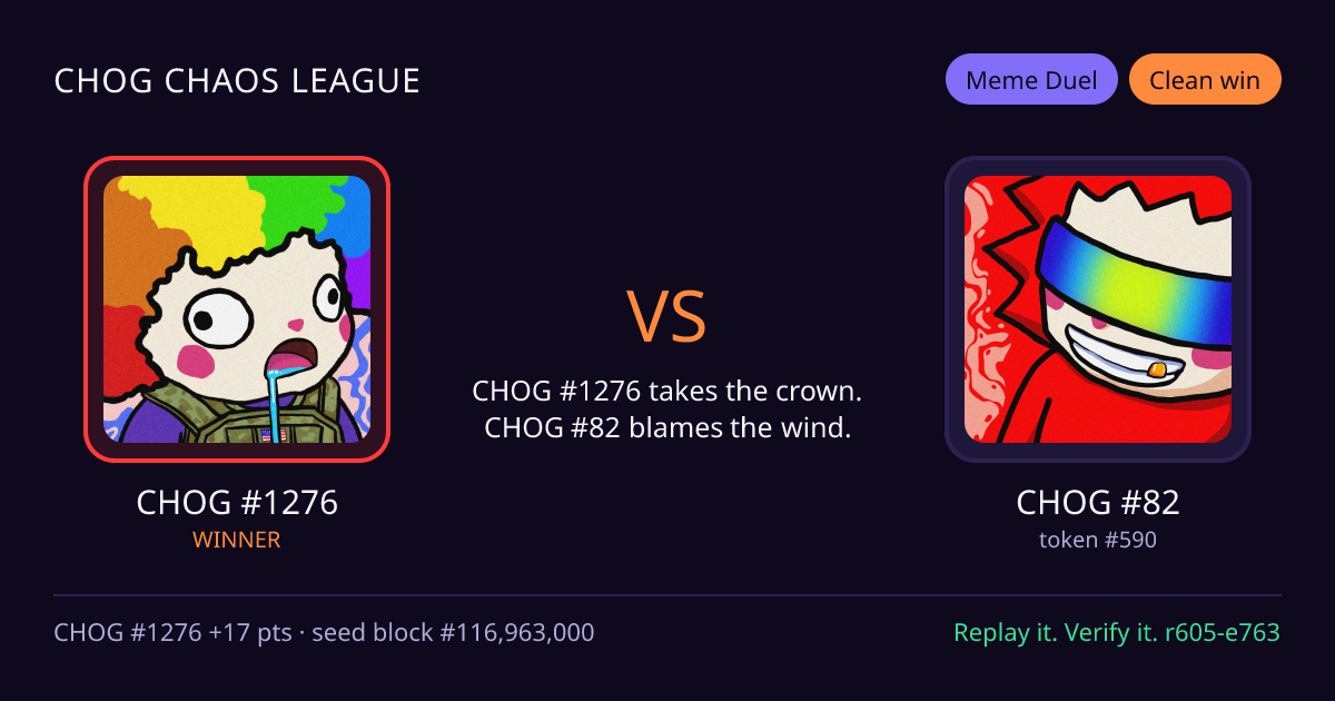 Highlight card: CHOG #1276 versus CHOG #82