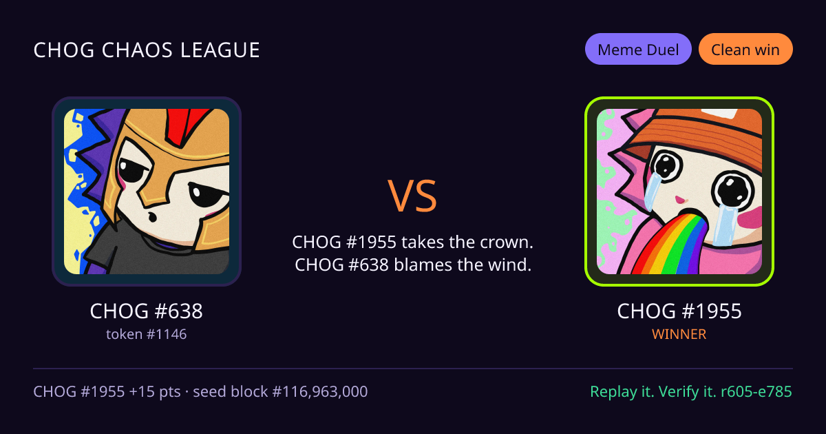 Highlight card: CHOG #638 versus CHOG #1955