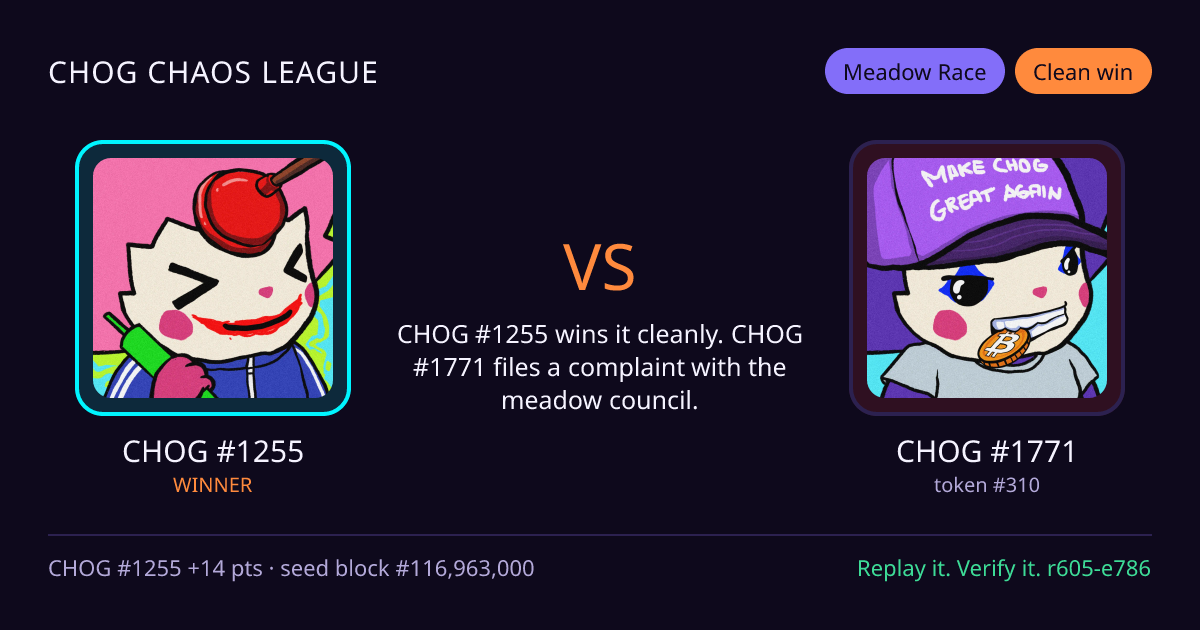 Highlight card: CHOG #1255 versus CHOG #1771