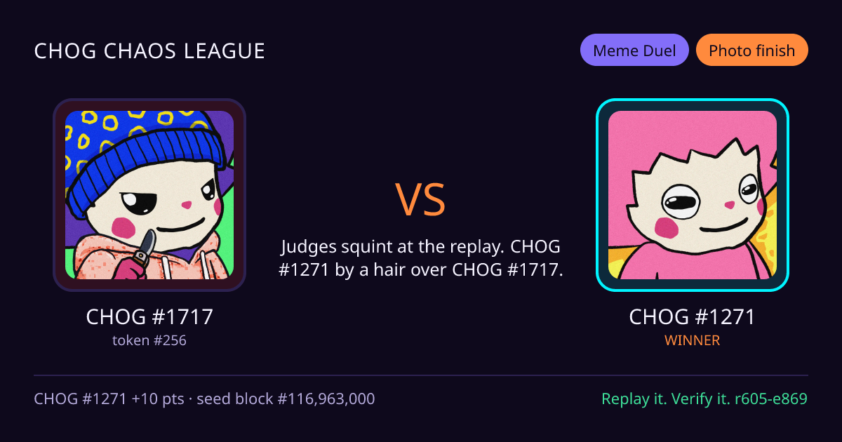 Highlight card: CHOG #1717 versus CHOG #1271