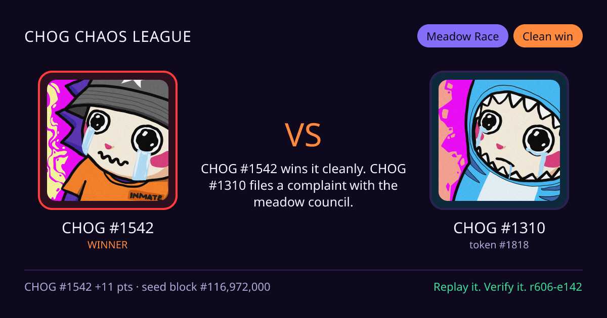 Highlight card: CHOG #1542 versus CHOG #1310