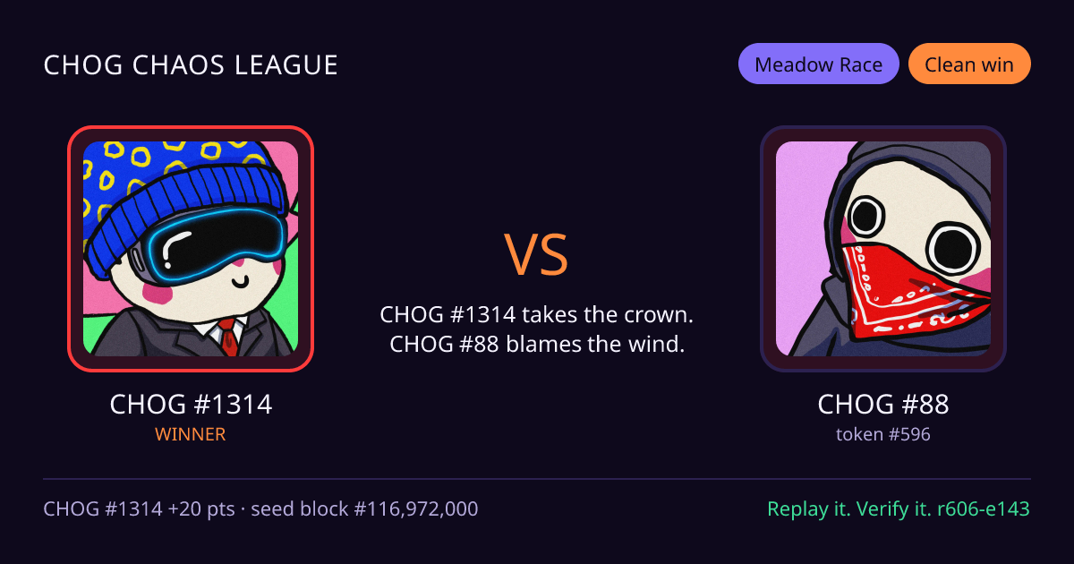 Highlight card: CHOG #1314 versus CHOG #88