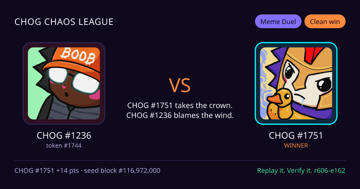 Highlight card: CHOG #1236 versus CHOG #1751