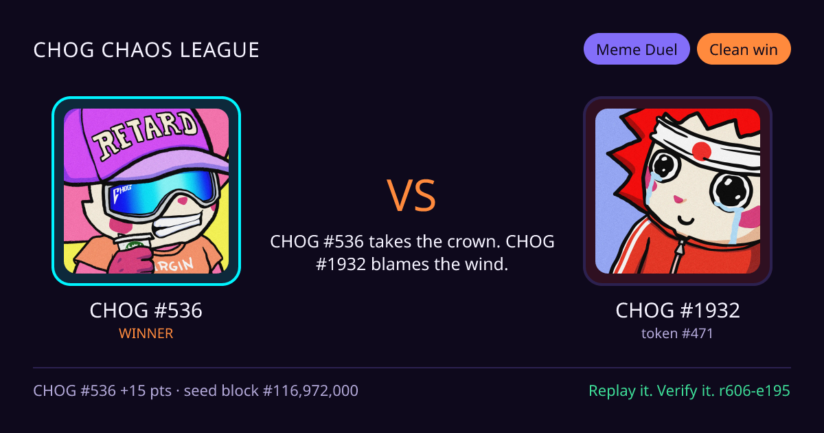 Highlight card: CHOG #536 versus CHOG #1932