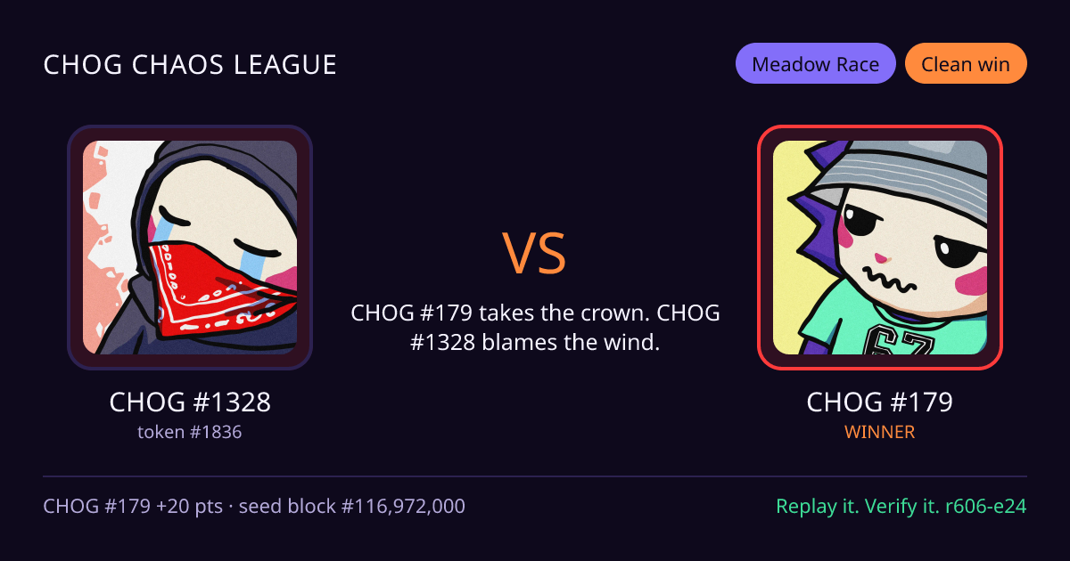 Highlight card: CHOG #1328 versus CHOG #179