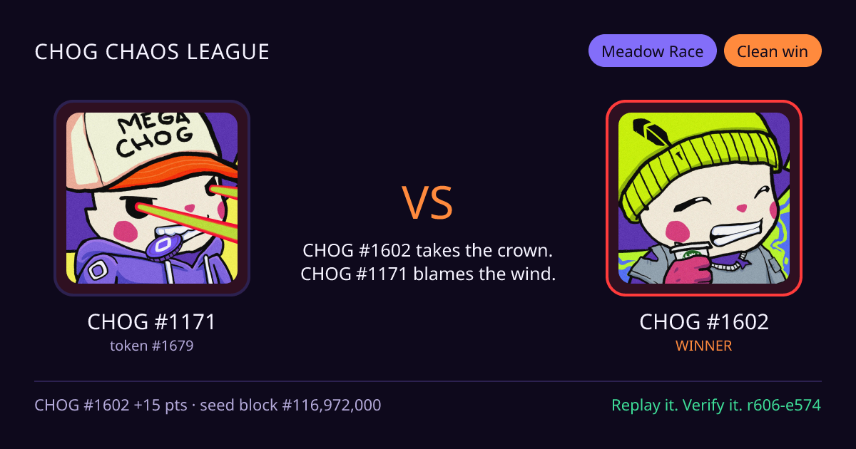 Highlight card: CHOG #1171 versus CHOG #1602
