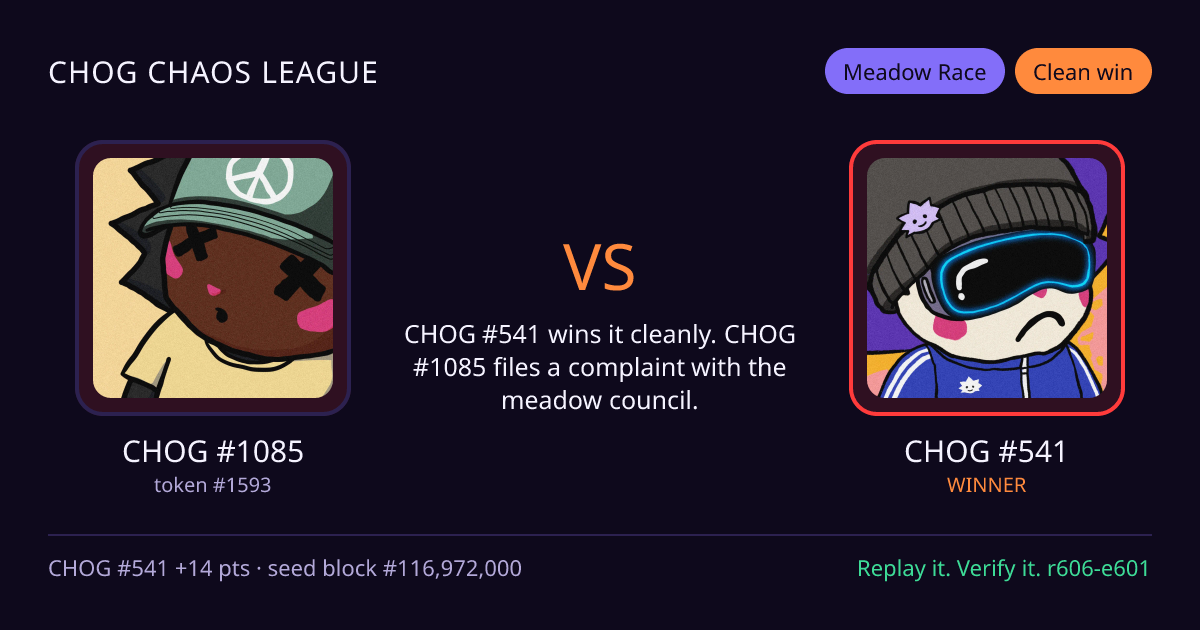 Highlight card: CHOG #1085 versus CHOG #541