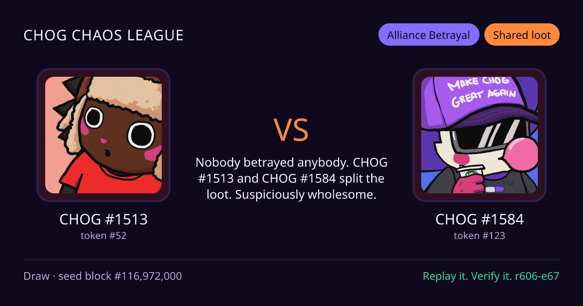 Highlight card: CHOG #1513 versus CHOG #1584