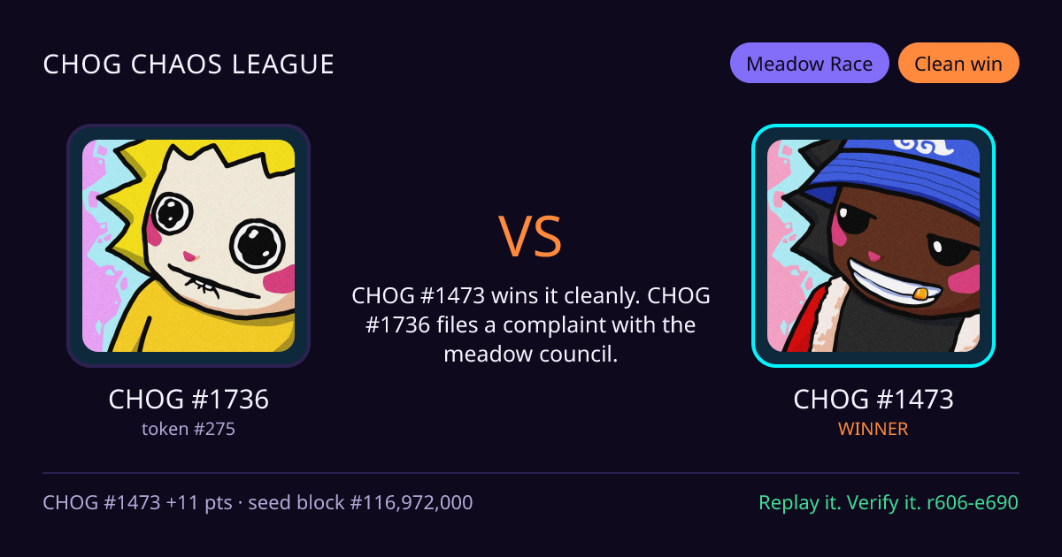 Highlight card: CHOG #1736 versus CHOG #1473