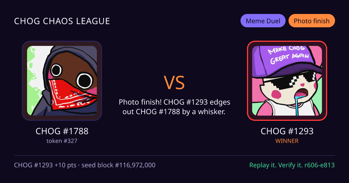 Highlight card: CHOG #1788 versus CHOG #1293