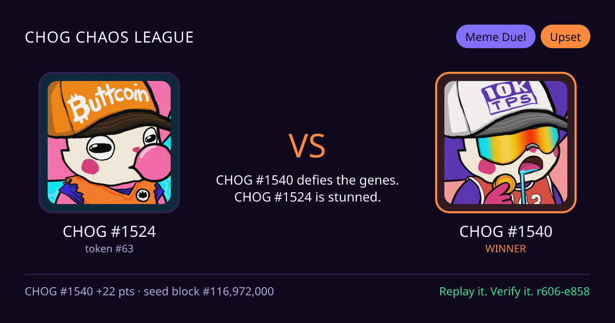 Highlight card: CHOG #1524 versus CHOG #1540