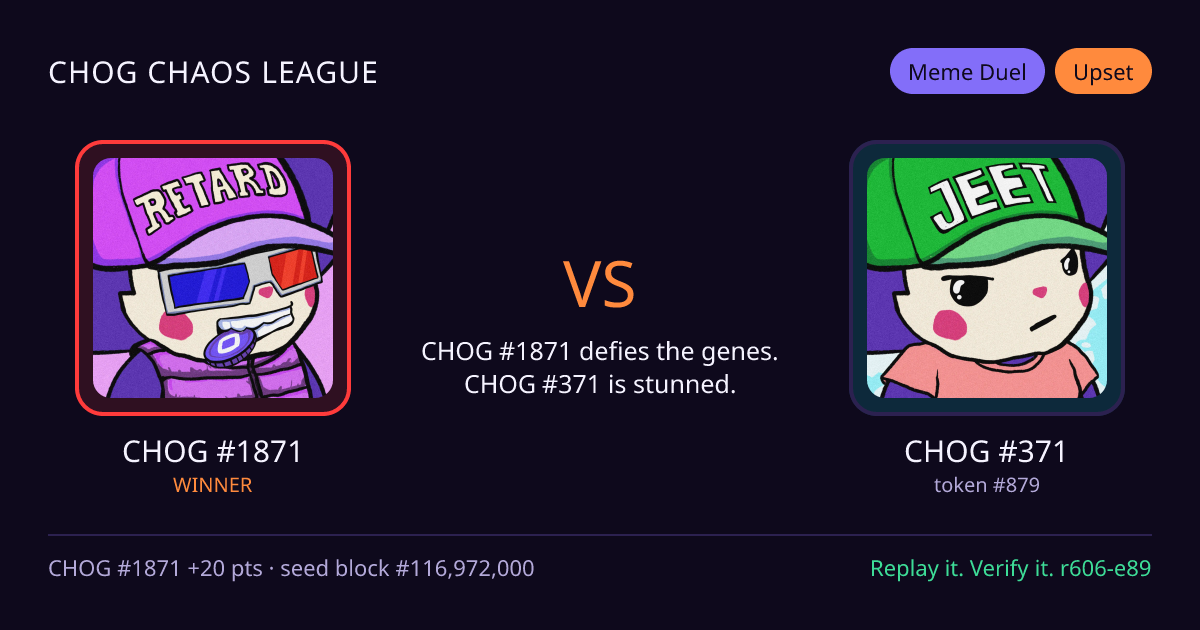 Highlight card: CHOG #1871 versus CHOG #371