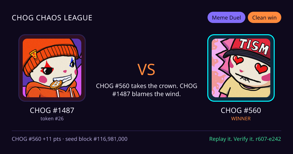 Highlight card: CHOG #1487 versus CHOG #560
