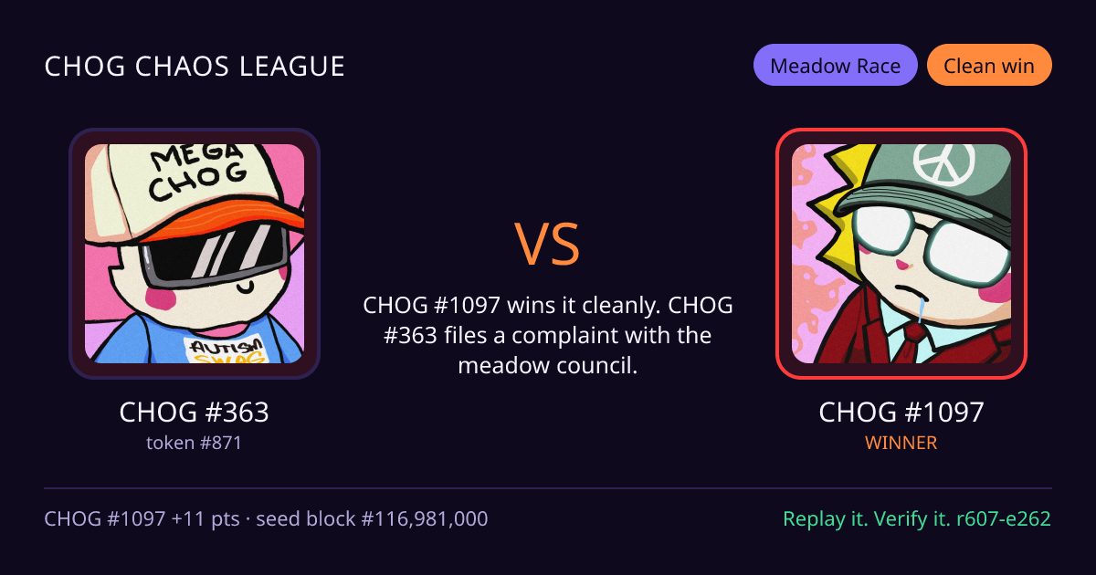 Highlight card: CHOG #363 versus CHOG #1097